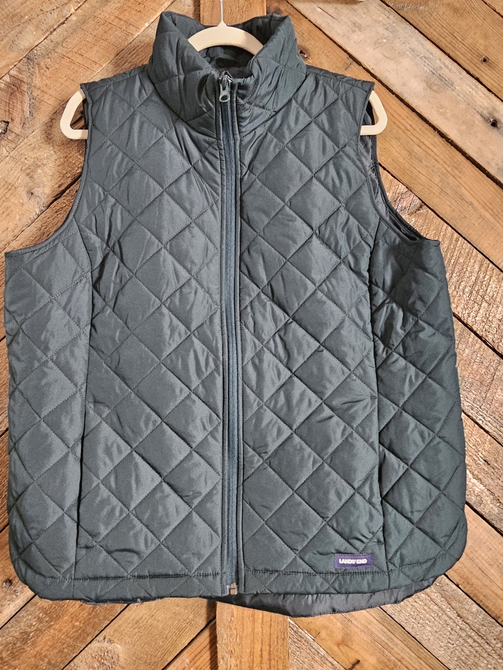 Lands' End Diamond-Quilted Vest in Dark Green NWT Sz L